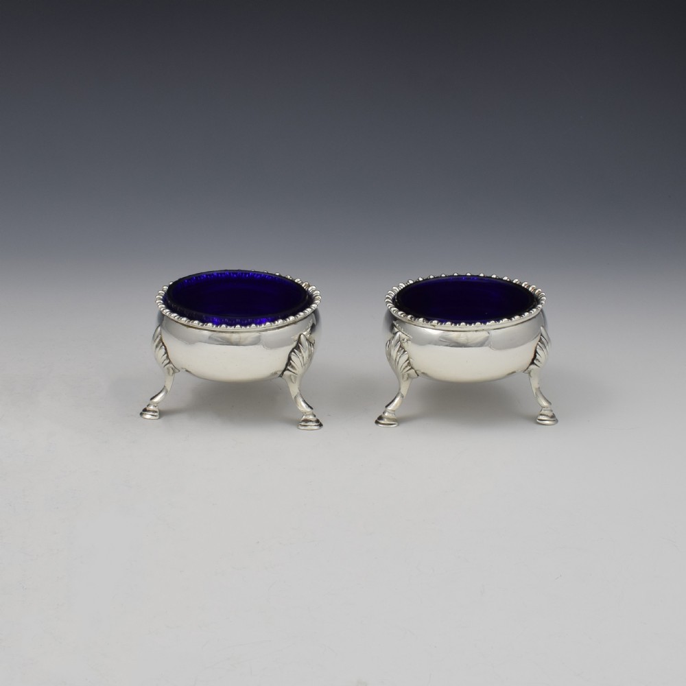 Pair Of Georgian Irish Silver Salts Dublin William Bond View IV