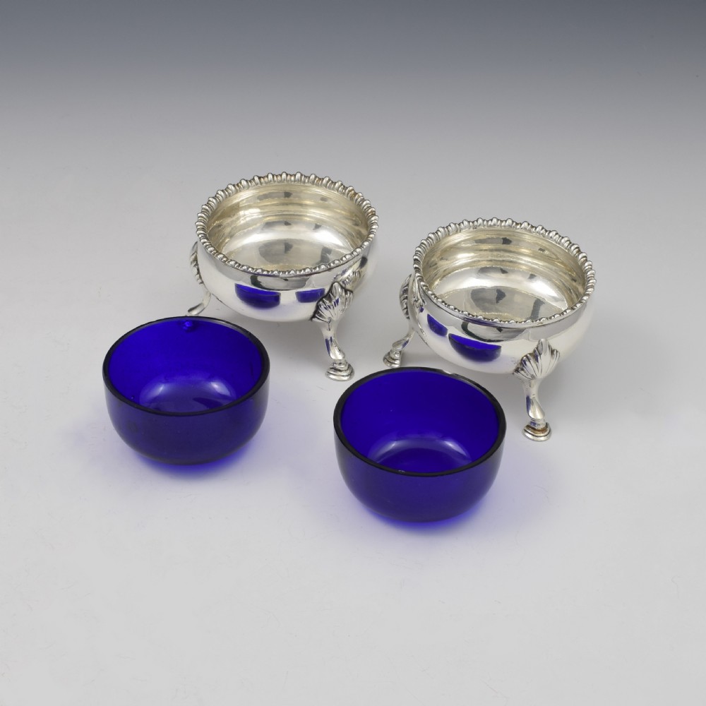Pair Of Georgian Irish Silver Salts Dublin William Bond View IX