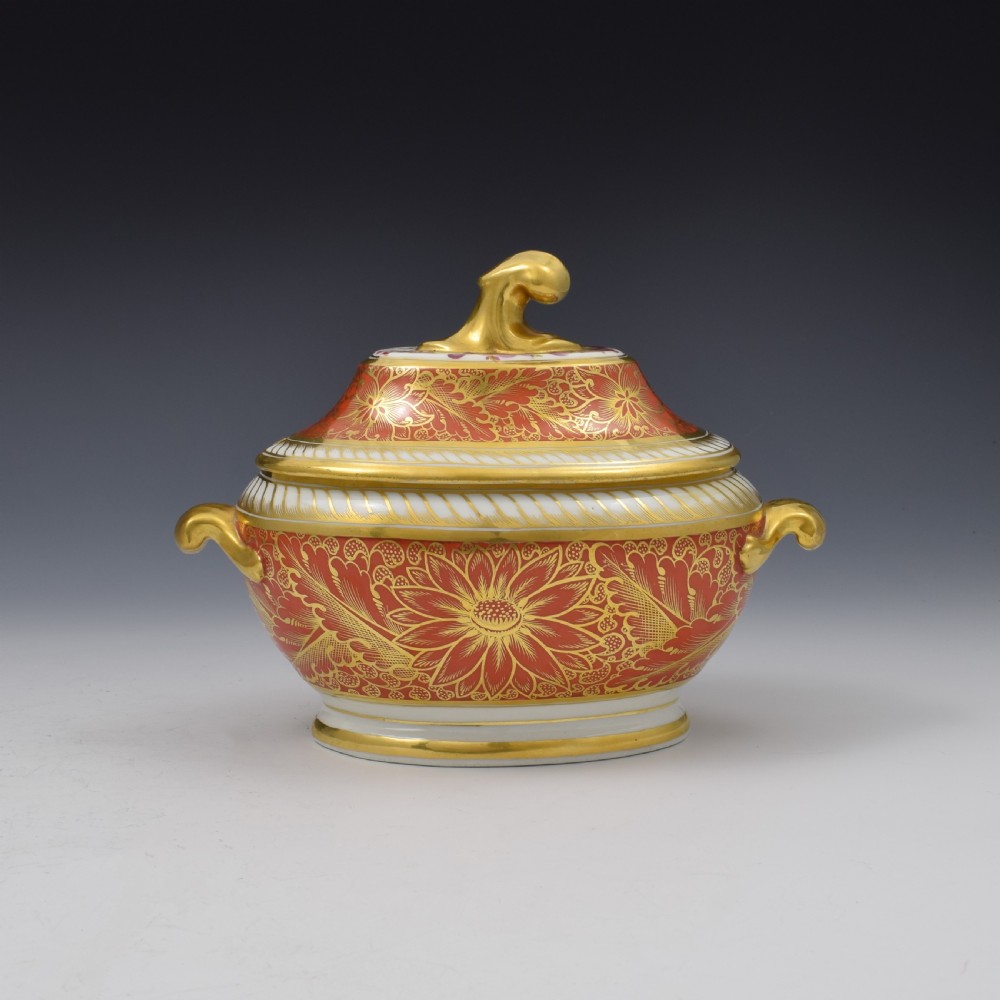 Fine Georgian Coalport Porcelain Dessert Sauce Tureen & Stand c.1805 View III