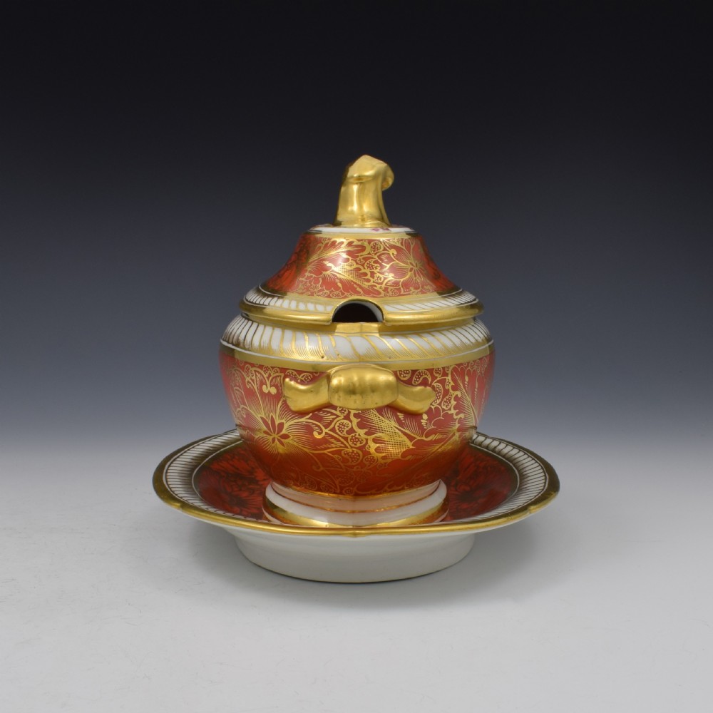 Fine Georgian Coalport Porcelain Dessert Sauce Tureen & Stand c.1805 View IV