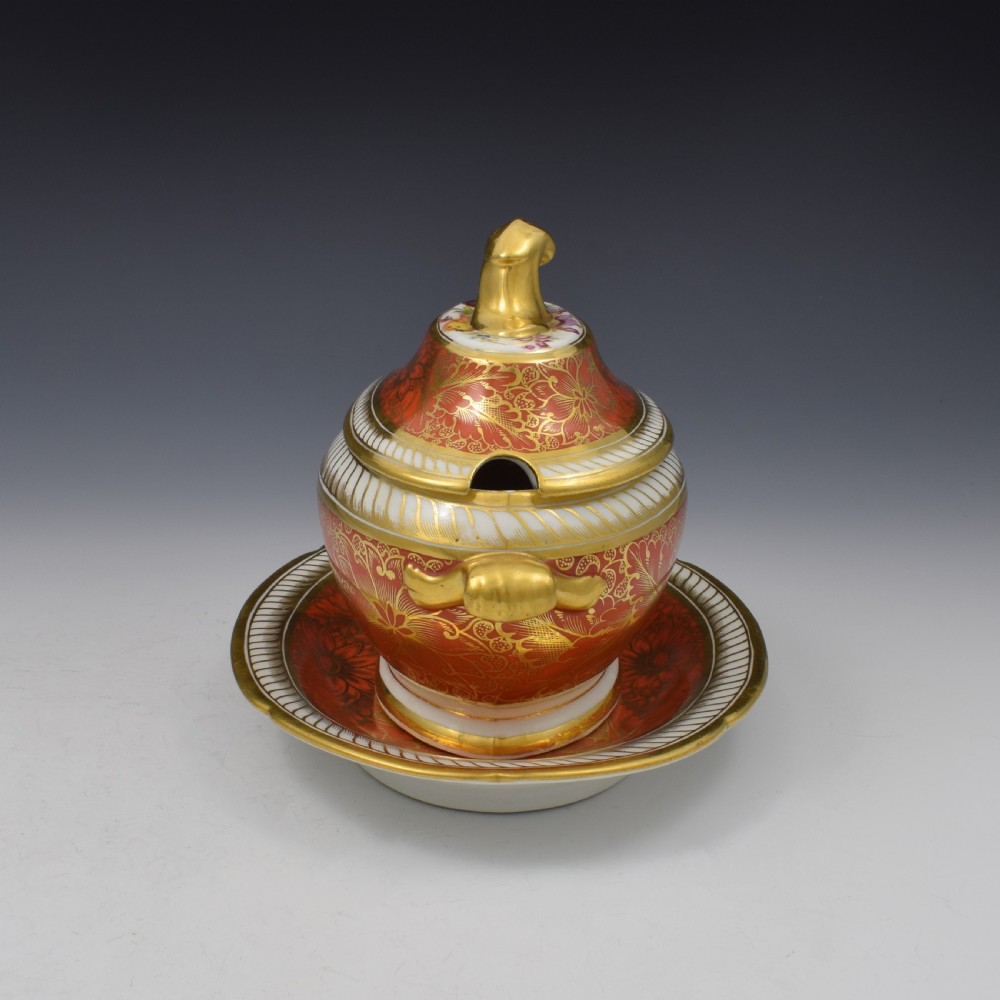 Fine Georgian Coalport Porcelain Dessert Sauce Tureen & Stand c.1805 View V