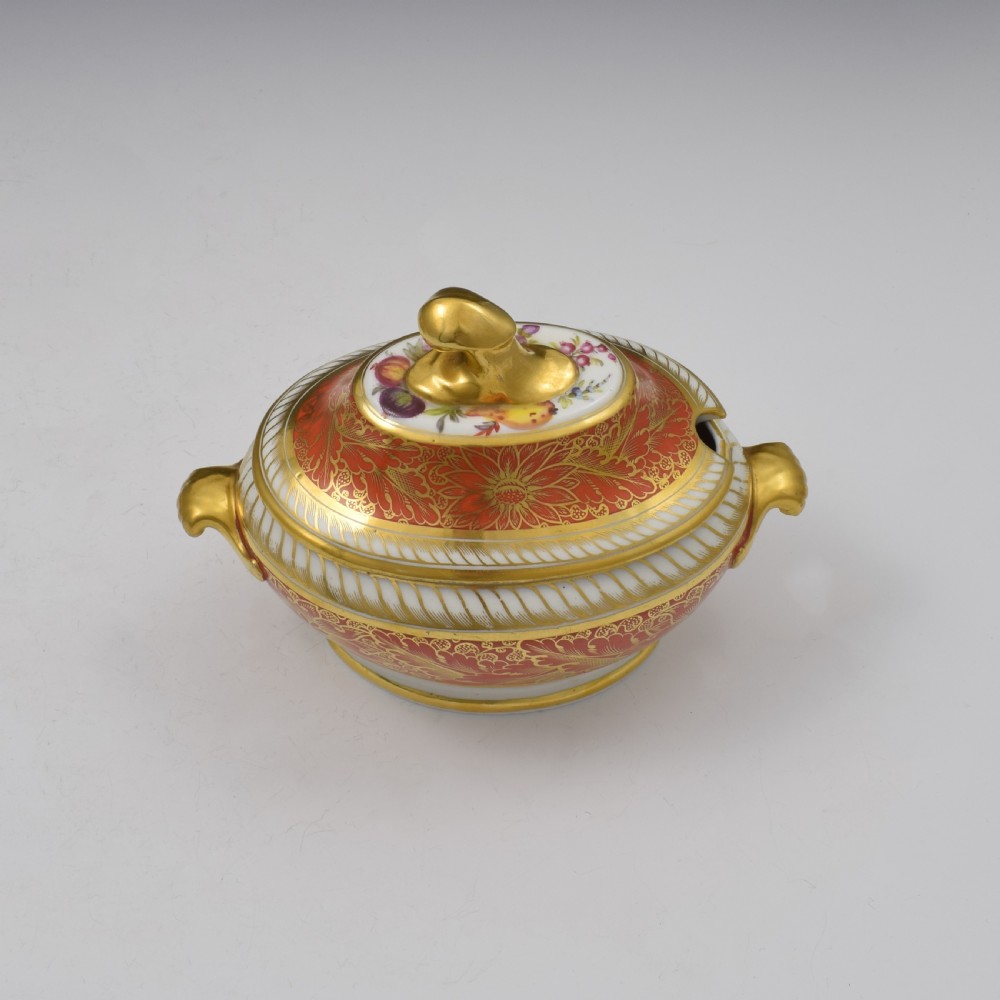 Fine Georgian Coalport Porcelain Dessert Sauce Tureen & Stand c.1805 View VI