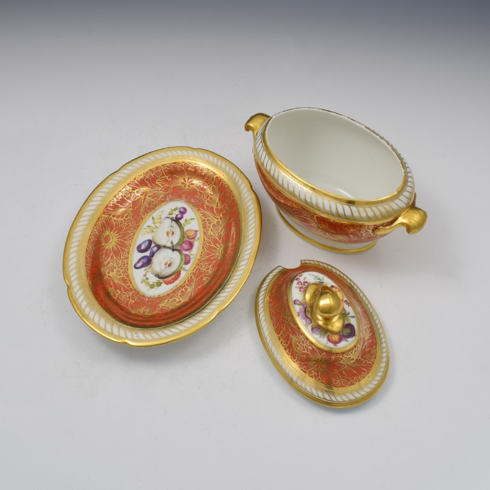 Fine Georgian Coalport Porcelain Dessert Sauce Tureen & Stand c.1805 View XII