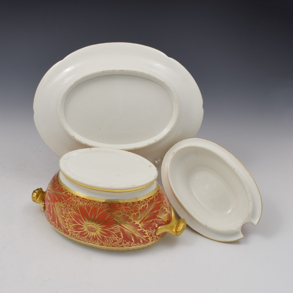 Fine Georgian Coalport Porcelain Dessert Sauce Tureen & Stand c.1805 View XIII