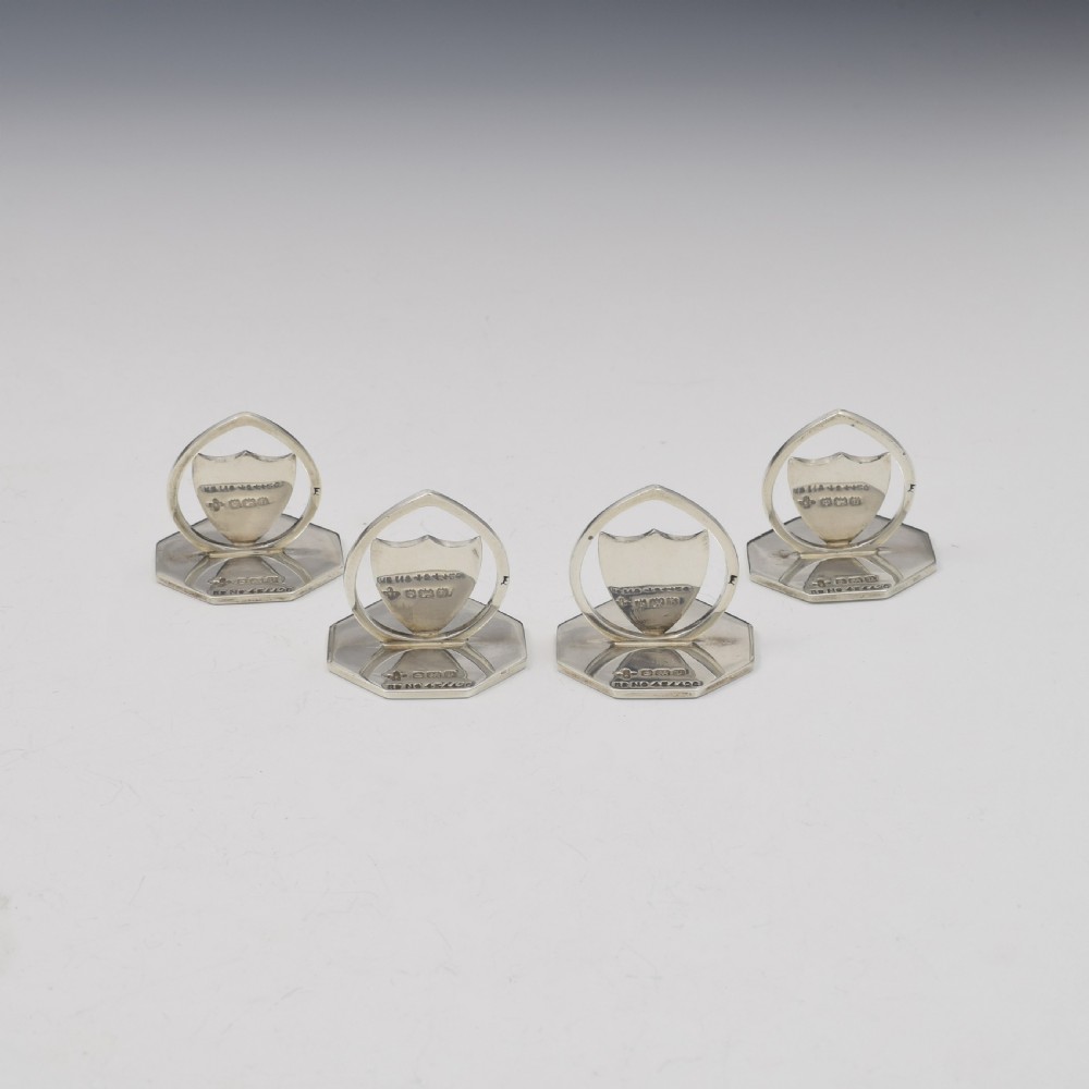 George V Set Of Four Silver Shield Menu / Place Card Holders  View IV