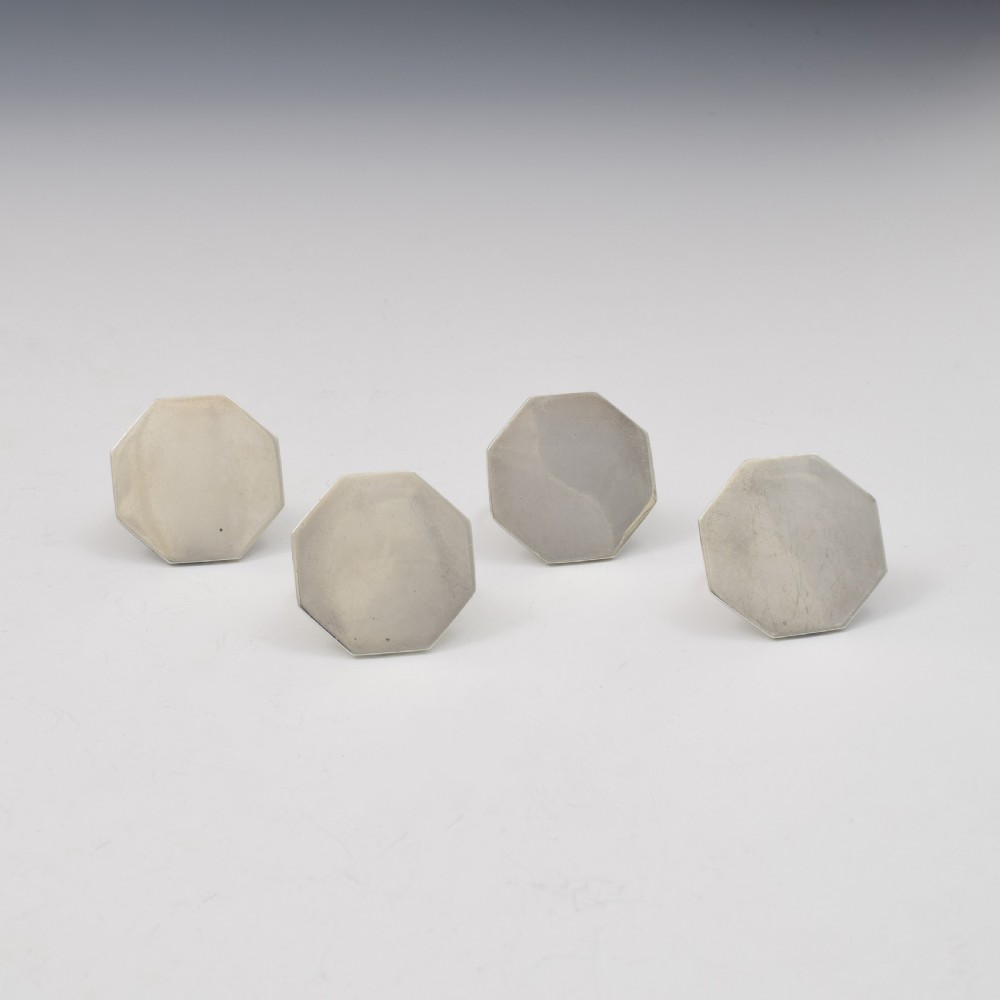 George V Set Of Four Silver Shield Menu / Place Card Holders  View V