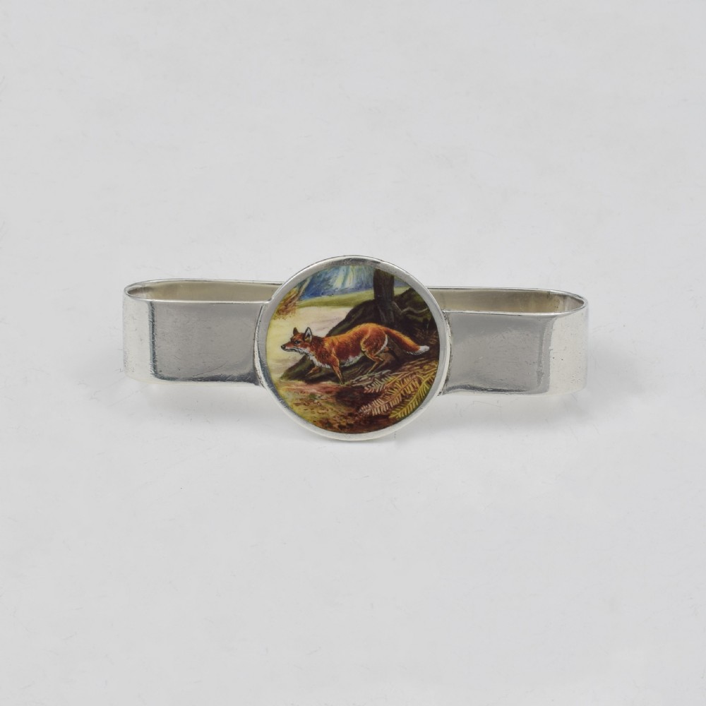 Edwardian Silver & Enamel Fox Napkin Ring R. H. Halford & Sons View II