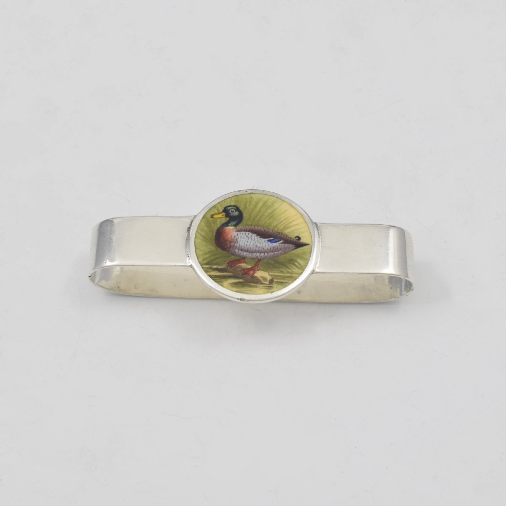 Edwardian Silver & Enamel Duck Mallard Napkin Ring R. H. Halford & Sons