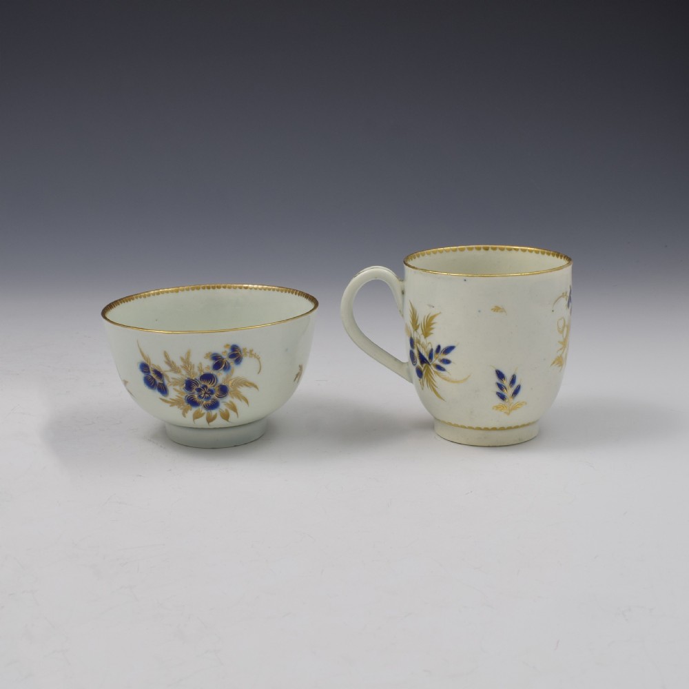 First Period Worcester Porcelain Cup & Saucer Trio c.1785 View III