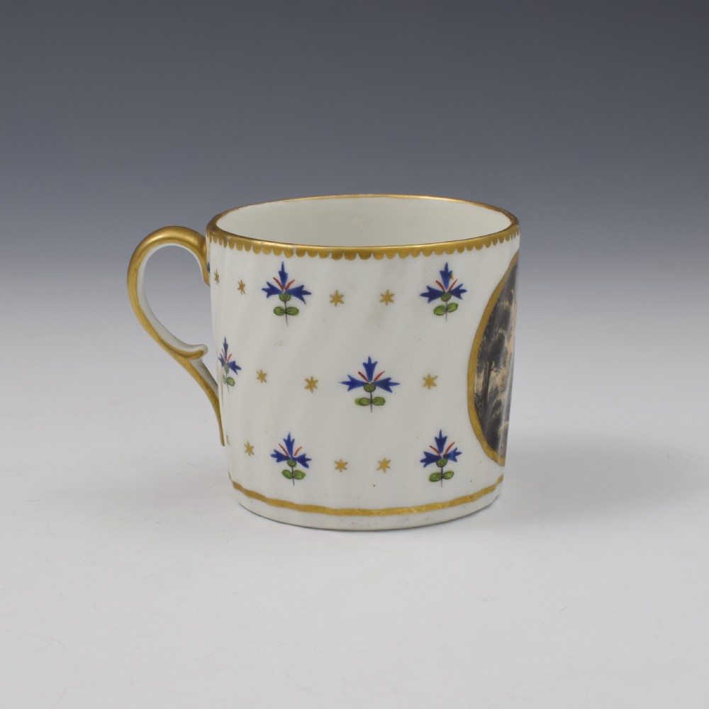 Flight & Barr Worcester Porcelain Landscape View Spiral Fluted Coffee Can c.1795 View V