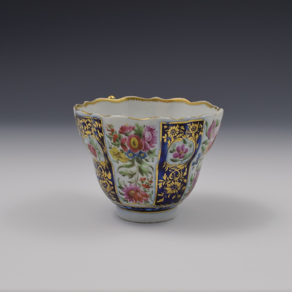 First Period Worcester Porcelain Queen's Pattern Chocolate Cup c.1768 View II