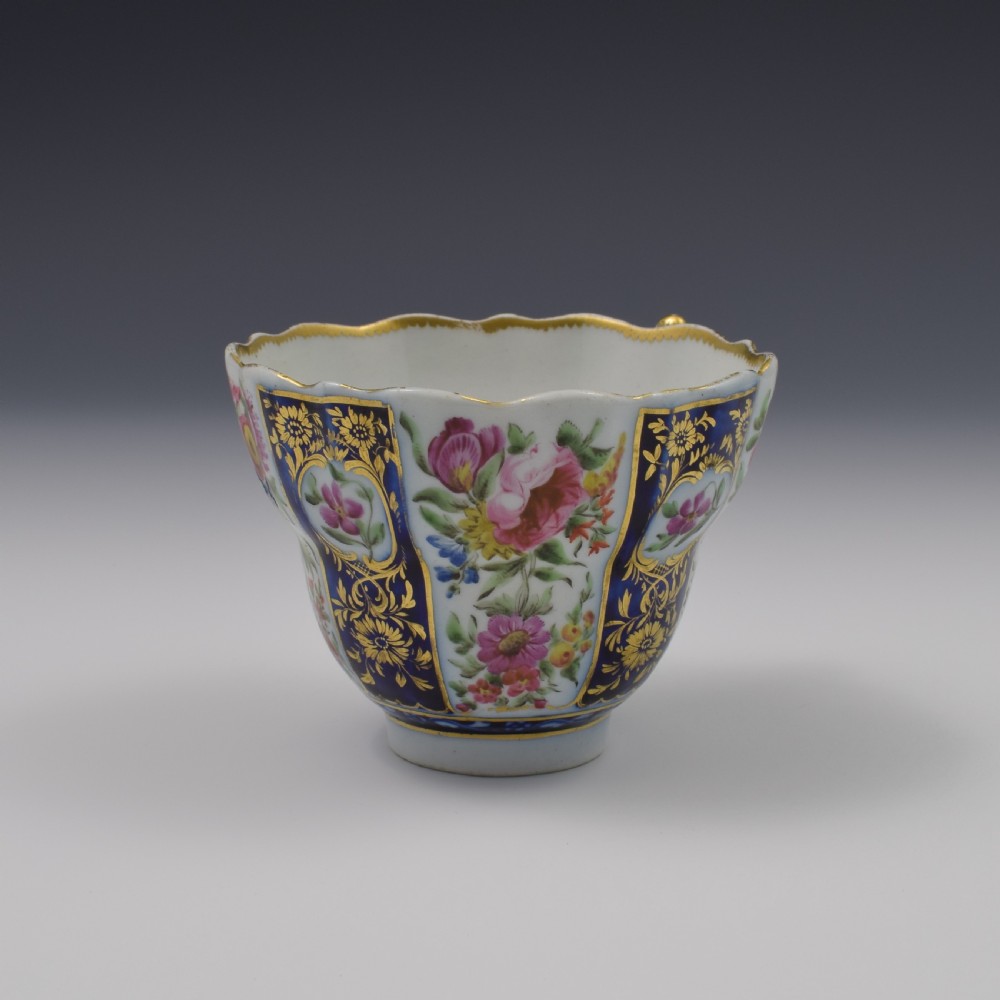 First Period Worcester Porcelain Queen's Pattern Chocolate Cup c.1768 View IV