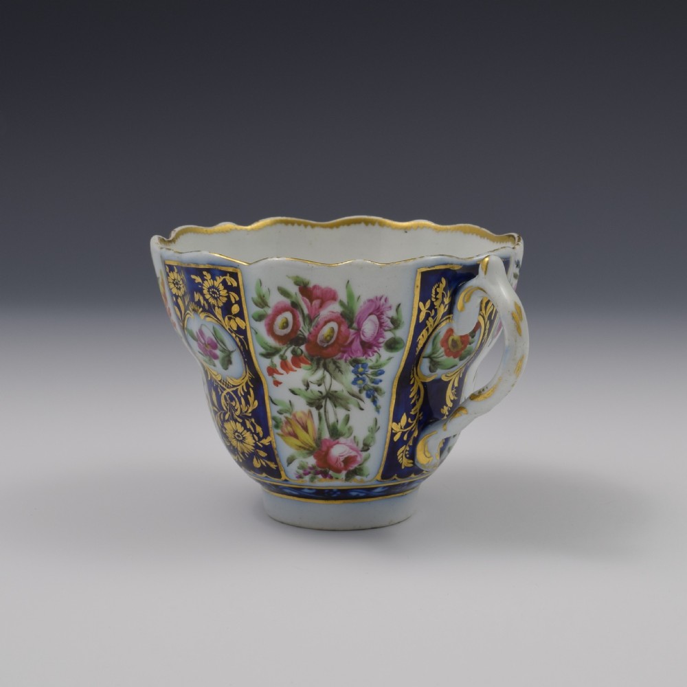 First Period Worcester Porcelain Queen's Pattern Chocolate Cup c.1768 View VI