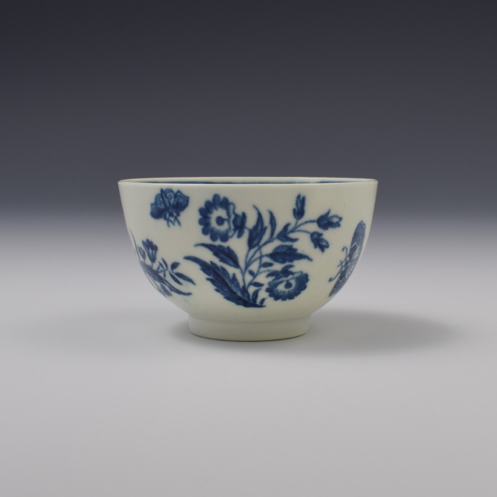 First Period Worcester Porcelain Three Flowers Tea Bowl & Saucer c.1770 View V