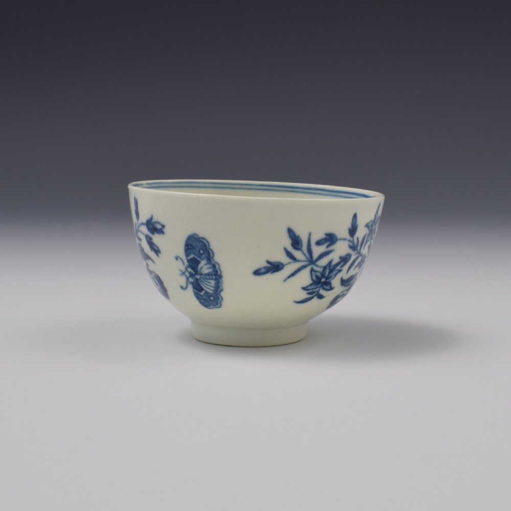 First Period Worcester Porcelain Three Flowers Tea Bowl & Saucer c.1770 View VI