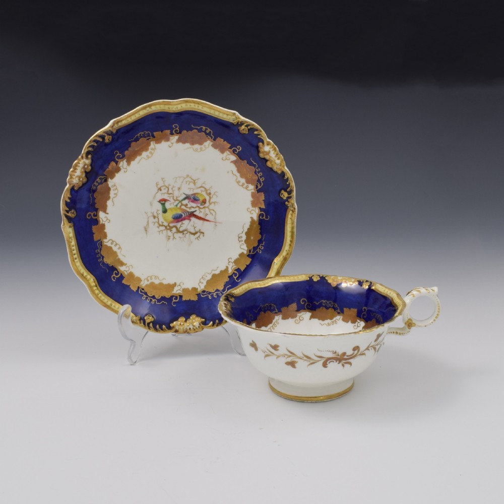 Grainger's Worcester Porcelain Fancy Birds Tea Cup & Saucer Pattern 1944 c.1835
