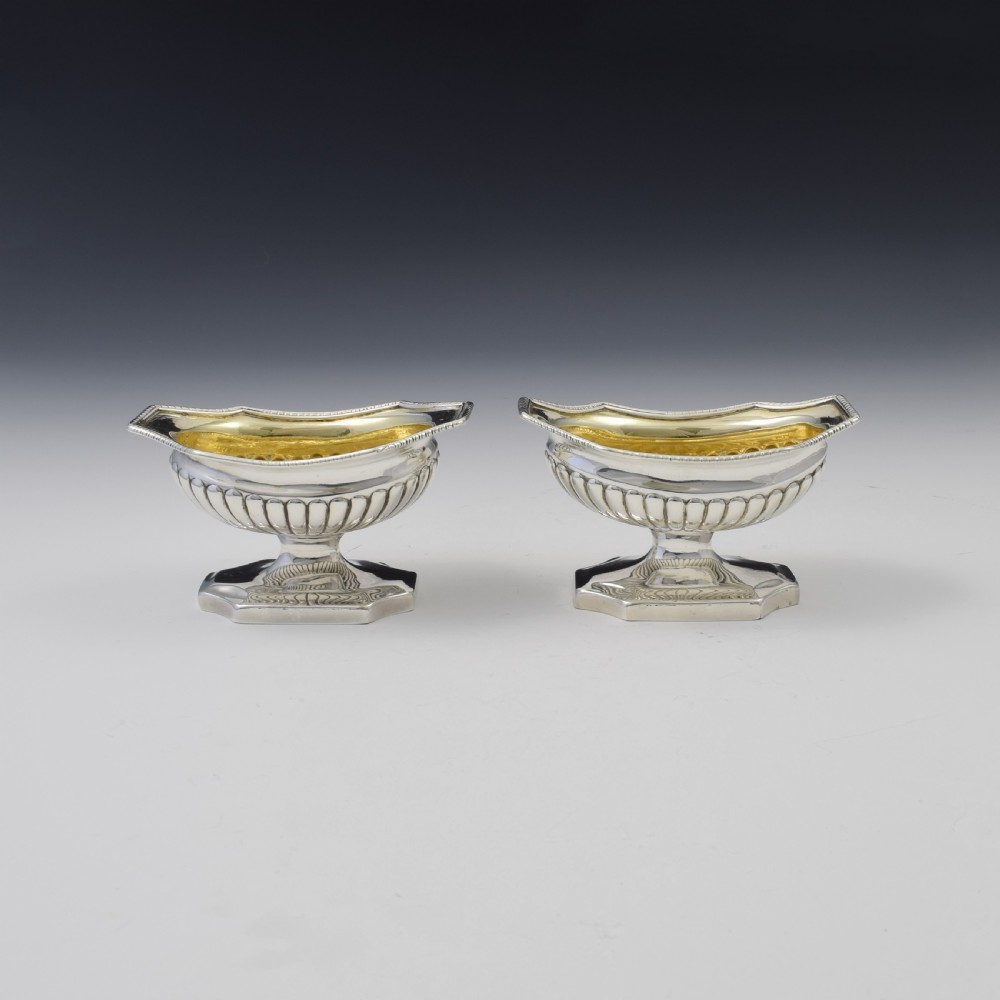 George III Pair Of Neoclassical Silver Salts Robert & Samuel Hennell Set 1
