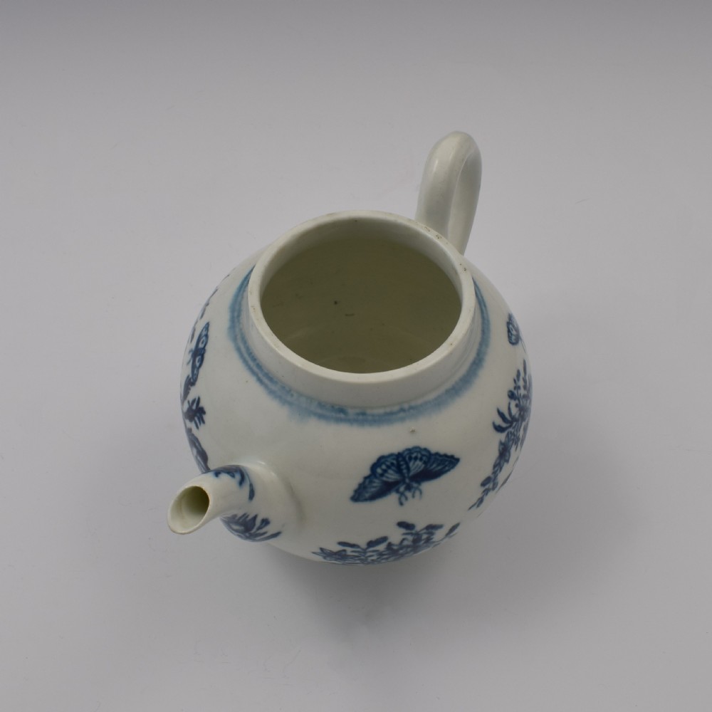First Period Worcester Porcelain Small Three Flowers Teapot c.1765 View XIII