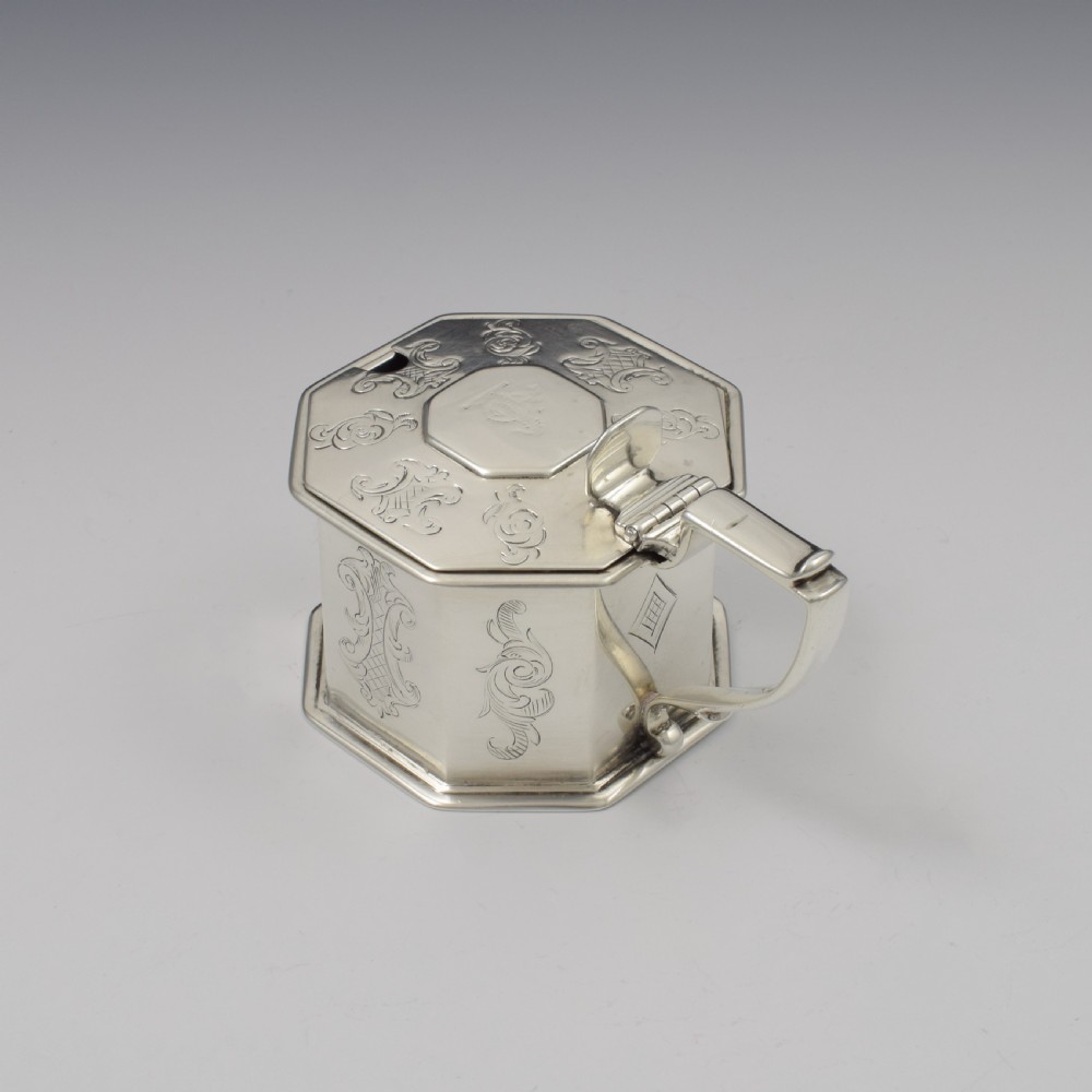 Early Victorian Octagonal Silver Mustard Pot William Forrester 1839 View VII
