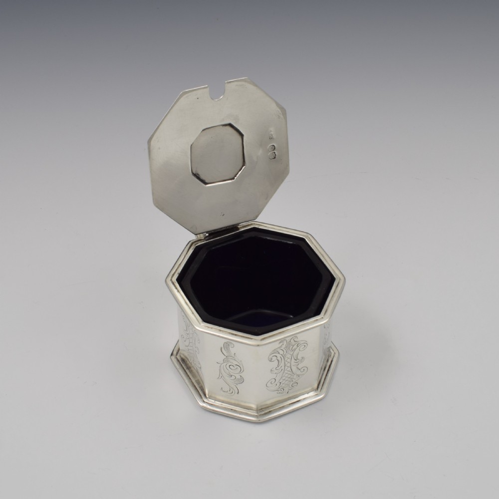 Early Victorian Octagonal Silver Mustard Pot William Forrester 1839 View VIII