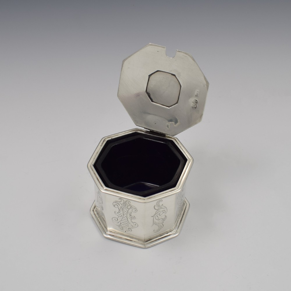 Early Victorian Octagonal Silver Mustard Pot William Forrester 1839 View IX