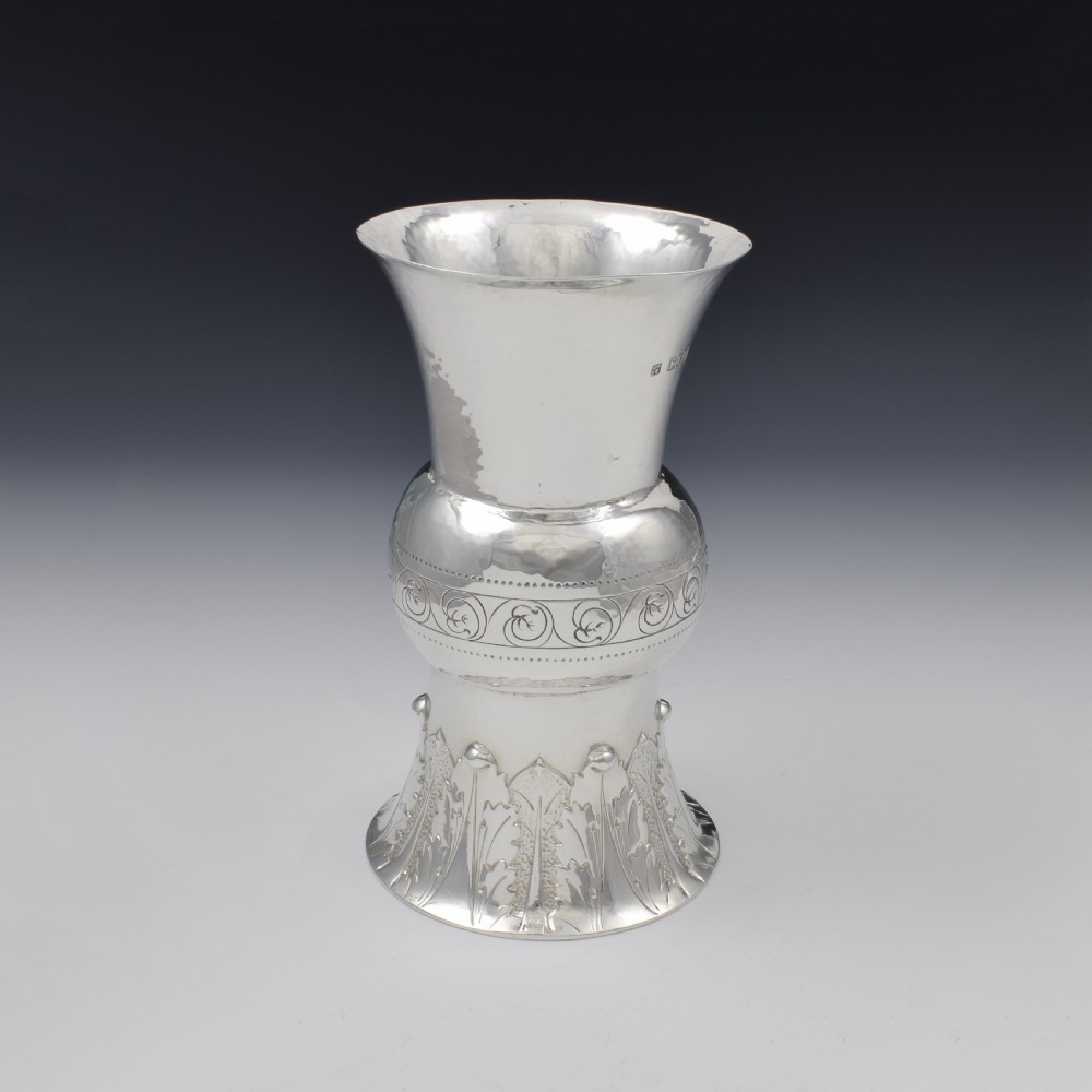 Large Edwardian Arts & Crafts Silver Vase Johnson, Walker & Tolhurst