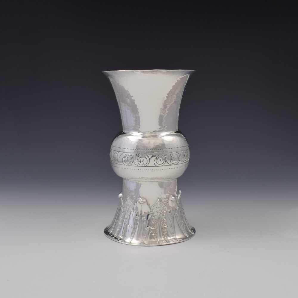 Large Edwardian Arts & Crafts Silver Vase Johnson, Walker & Tolhurst View III