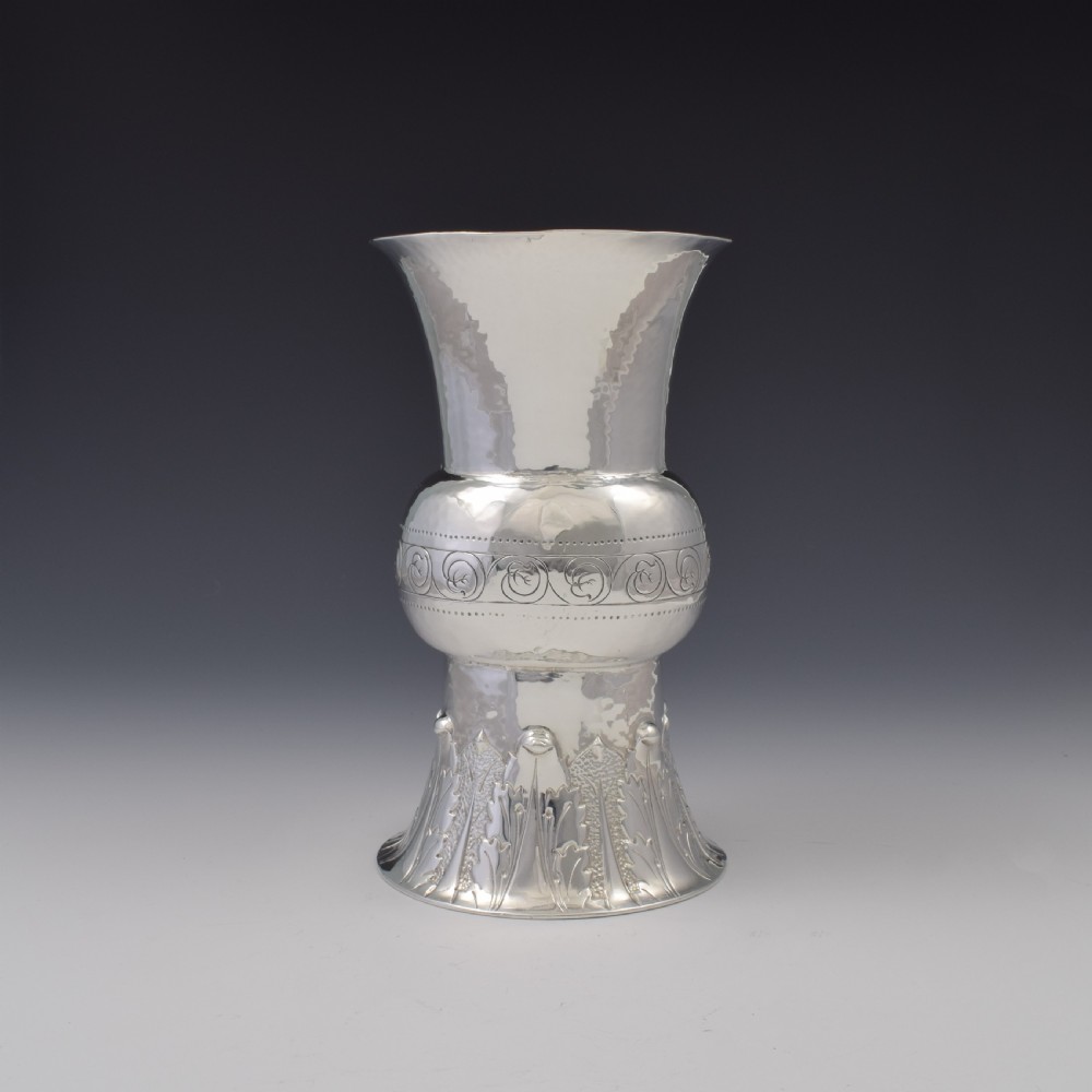 Large Edwardian Arts & Crafts Silver Vase Johnson, Walker & Tolhurst View IV