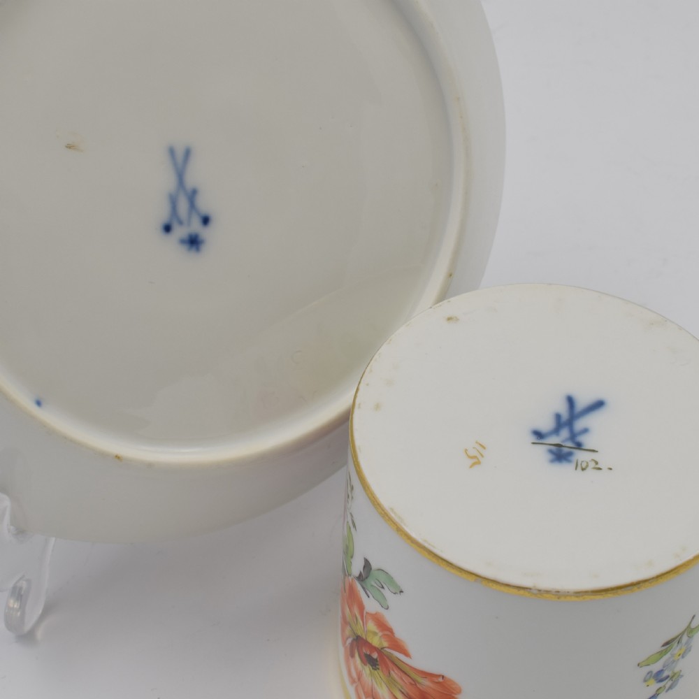 Meissen Marcolini Period Porcelain Coffee Can & Saucer c.1790 View IX