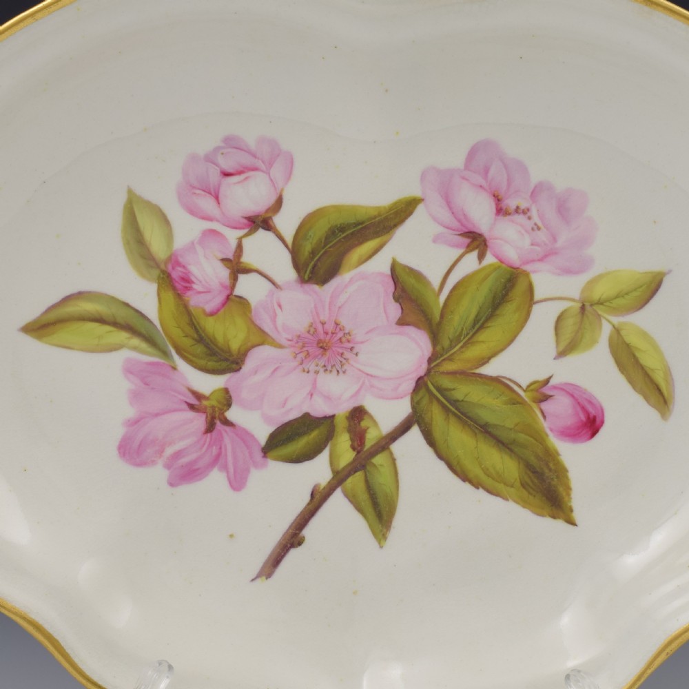 Derby Porcelain Botanical Compotier Dessert Dish Chinese Apple Blossom c.1806 View II