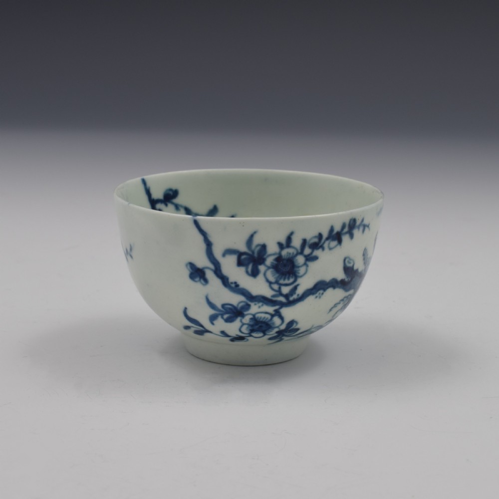 First Period Worcester Porcelain Prunus Root Tea Bowl & Saucer c.1760 View VI