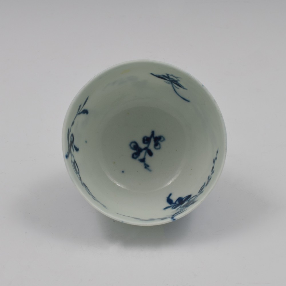 First Period Worcester Porcelain Prunus Root Tea Bowl & Saucer c.1760 View VII