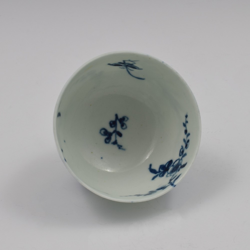 First Period Worcester Porcelain Prunus Root Tea Bowl & Saucer c.1760 View VIII