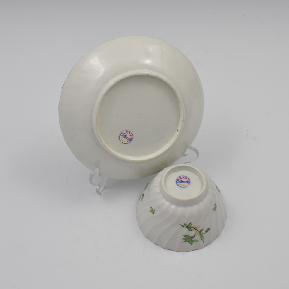 Flight Period Worcester Porcelain Spiral Fluted Tea Bowl & Saucer View VII