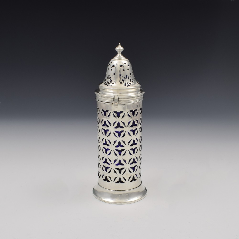 Edwardian Pierced Silver & Glass Lighthouse Sugar Caster View II