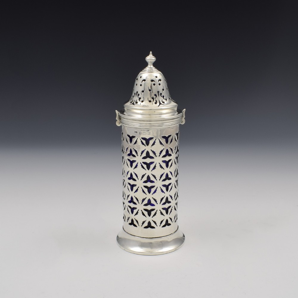 Edwardian Pierced Silver & Glass Lighthouse Sugar Caster View III