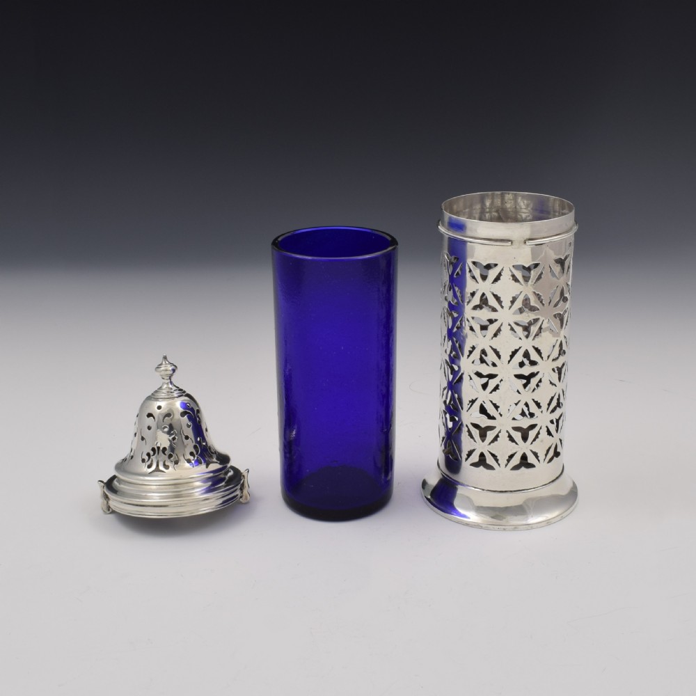 Edwardian Pierced Silver & Glass Lighthouse Sugar Caster View VIII