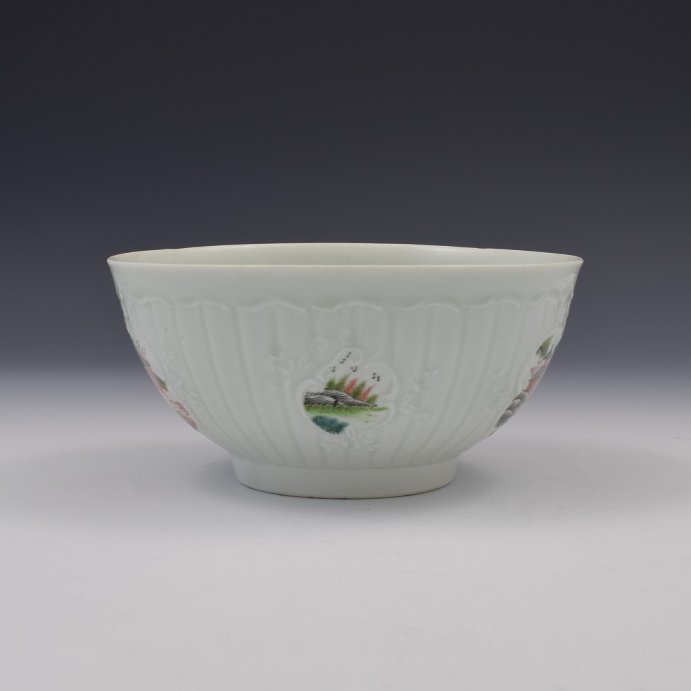 Early Period Worcester Porcelain Stag Hunt Moulded Slop Bowl c.1755 View II