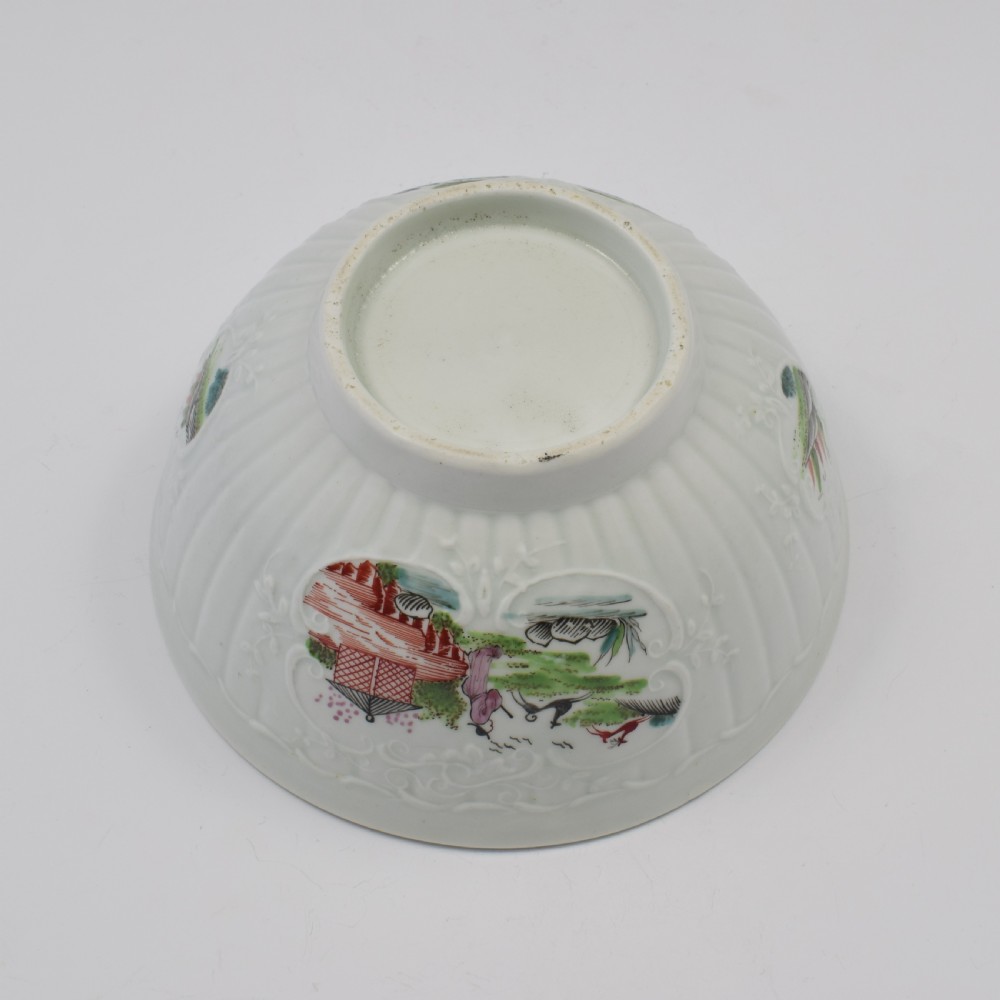 Early Period Worcester Porcelain Stag Hunt Moulded Slop Bowl c.1755 View VI
