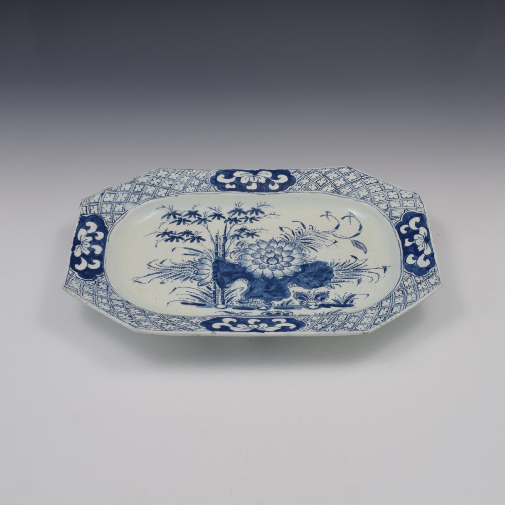 Large Bow Porcelain Lotus & Bamboo Octagonal Serving Dish c.1760 View III