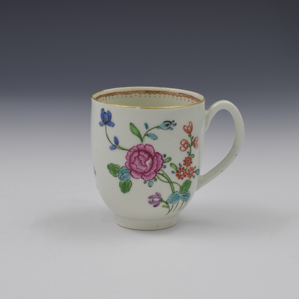 First Period Worcester Porcelain Floral Painted Coffee Cup c.1770