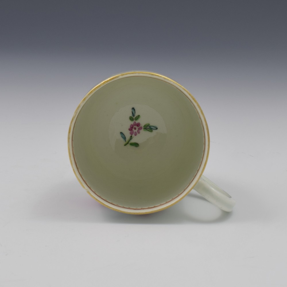 First Period Worcester Porcelain Floral Painted Coffee Cup c.1770 View V