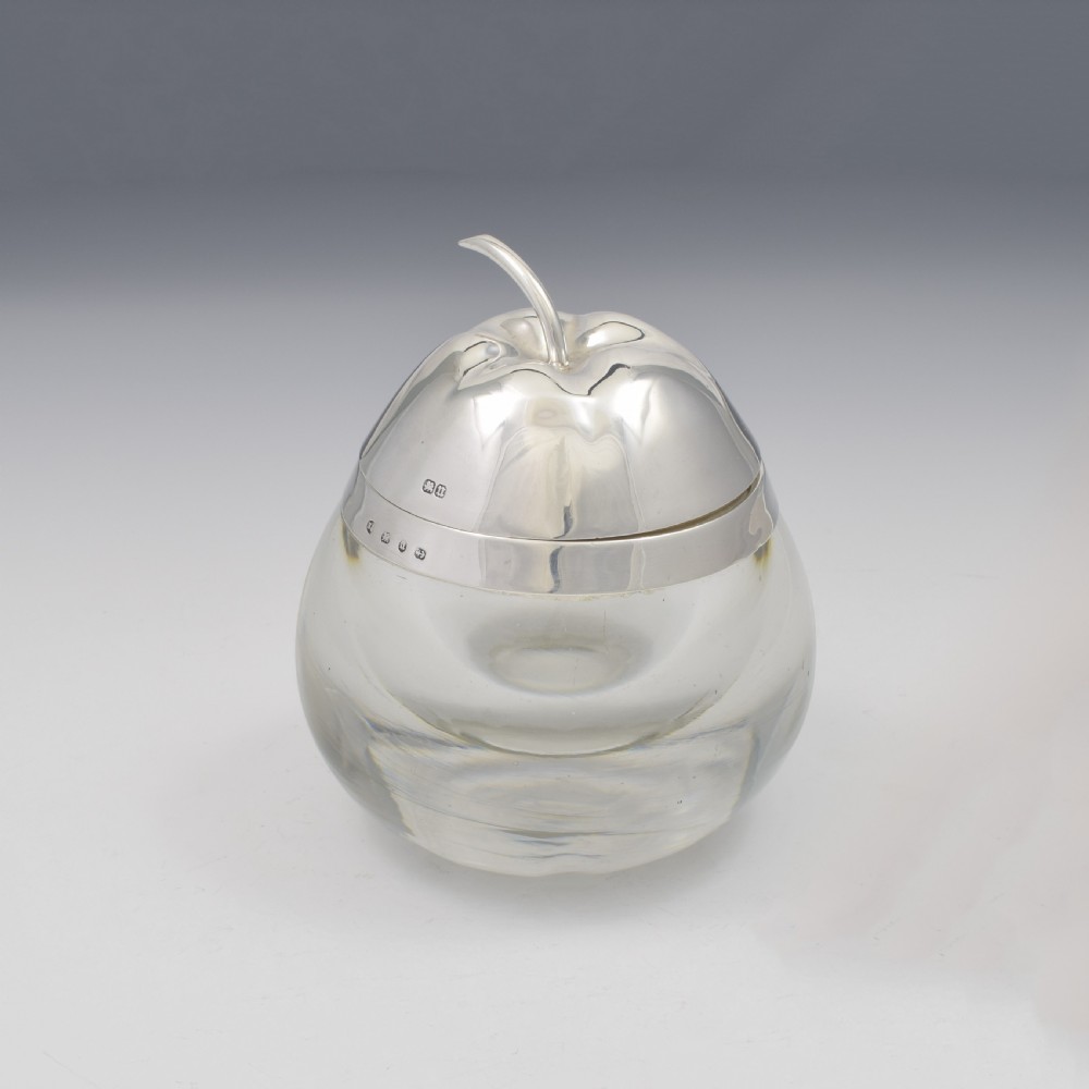 Unusual Victorian Sterling Silver & Glass Apple Sauce Pot / Preserve Jar View II