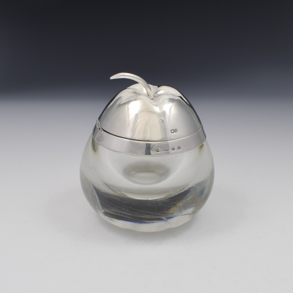 Unusual Victorian Sterling Silver & Glass Apple Sauce Pot / Preserve Jar View IV