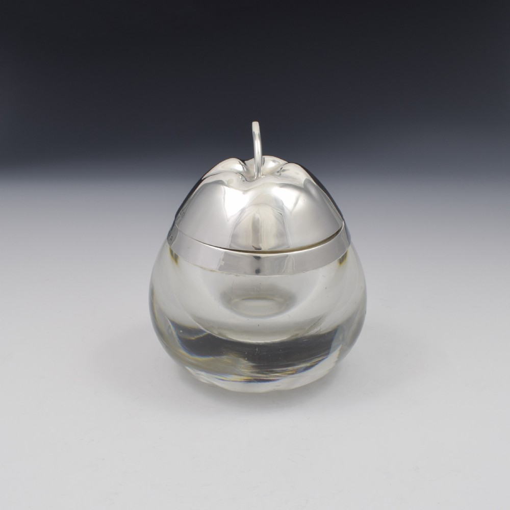 Unusual Victorian Sterling Silver & Glass Apple Sauce Pot / Preserve Jar View V