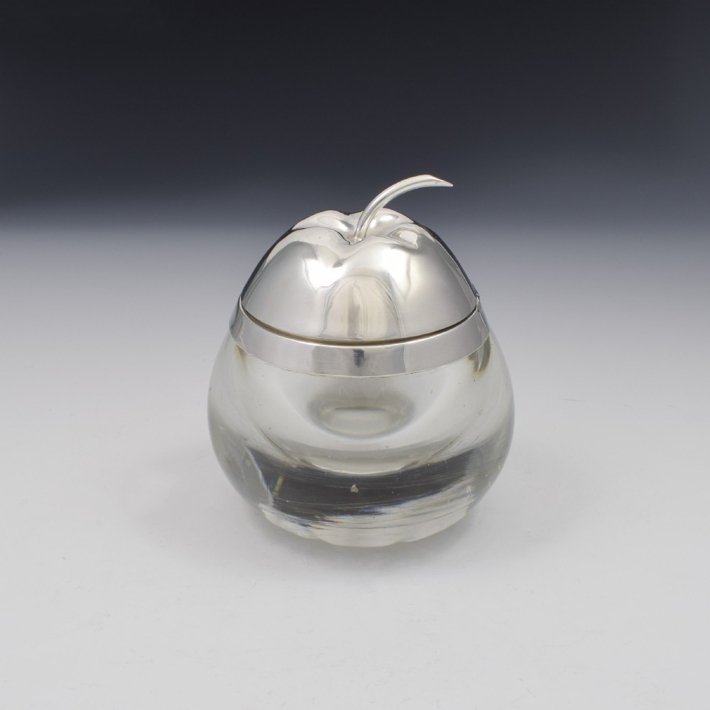 Unusual Victorian Sterling Silver & Glass Apple Sauce Pot / Preserve Jar View VI