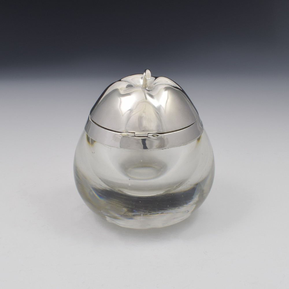 Unusual Victorian Sterling Silver & Glass Apple Sauce Pot / Preserve Jar View VII