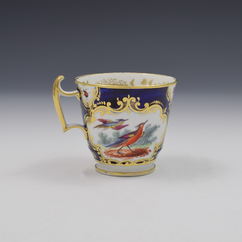Coalport Porcelain Fancy Birds Coffee Cup & Saucer (A/F) c.1810 View III