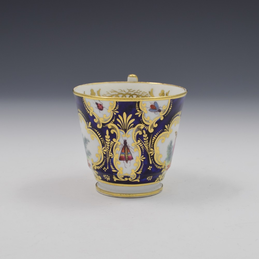 Coalport Porcelain Fancy Birds Coffee Cup & Saucer (A/F) c.1810 View IV