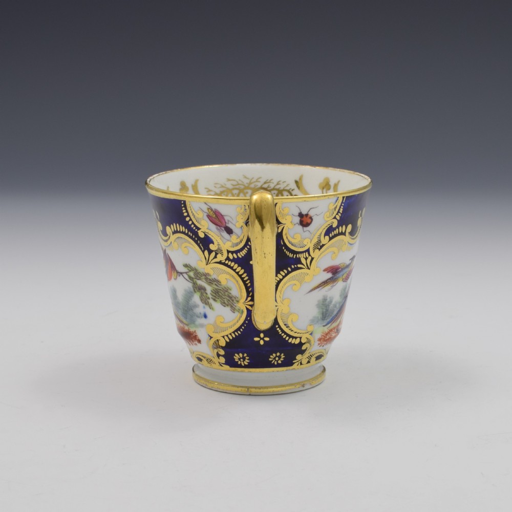 Coalport Porcelain Fancy Birds Coffee Cup & Saucer (A/F) c.1810 View VI